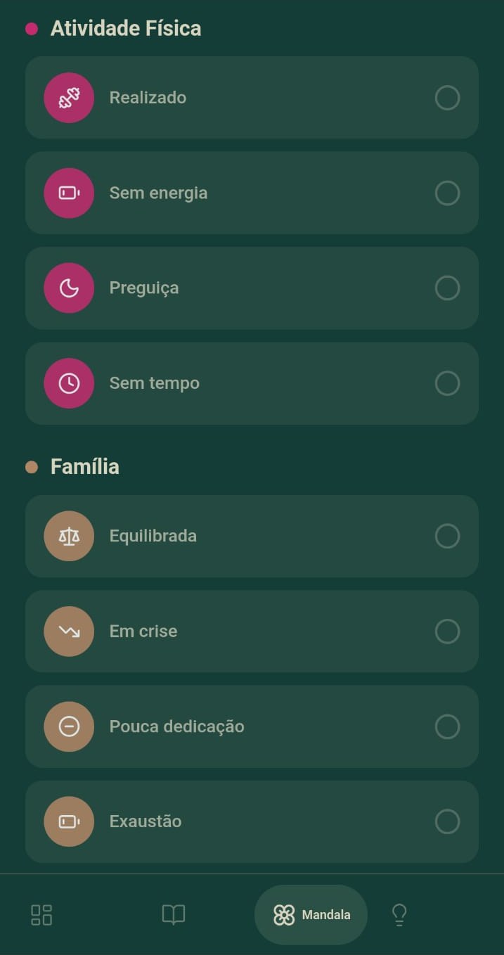 Registro de rotina no app IntegrAtiva, com atividade física e vida em família